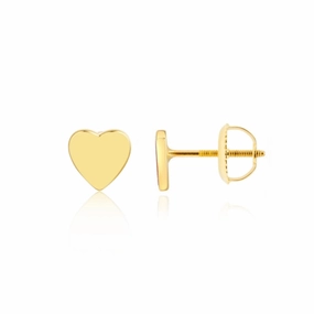 Beach Embellishment Artistic Item Gold Plated Surgical Steel Post Heart Stud Earrings
