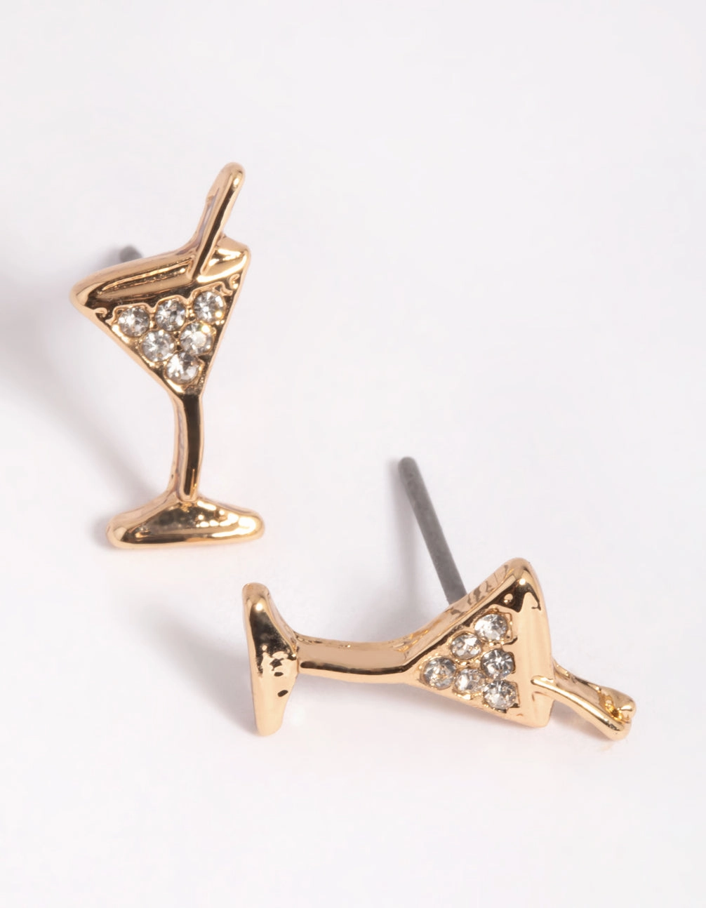 Gold Diamante Martini Stud Earrings Daily Item