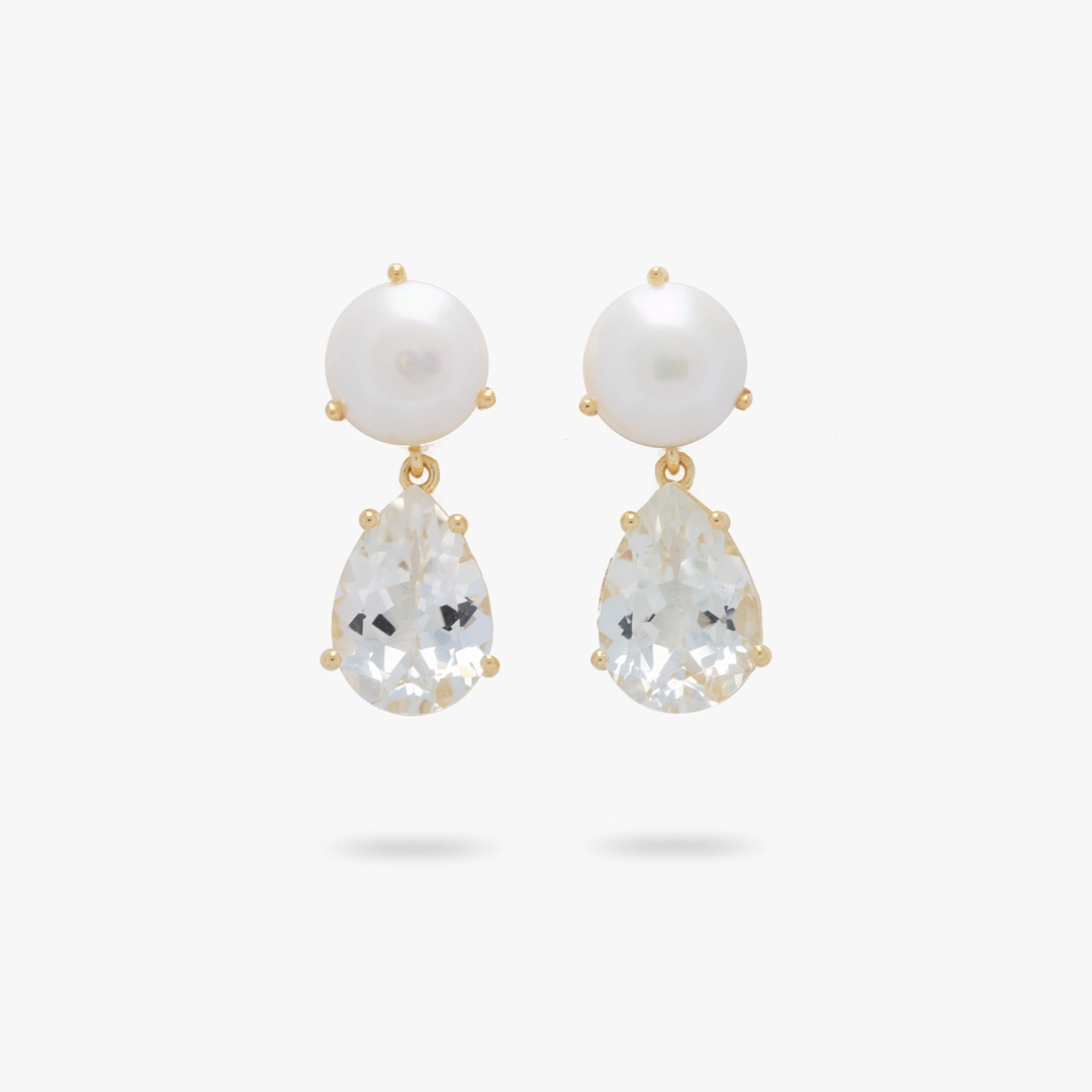 affordable choice Large Accessory Amare Wear Freshwater Pearl and Teardrop White Topaz Statement Earring