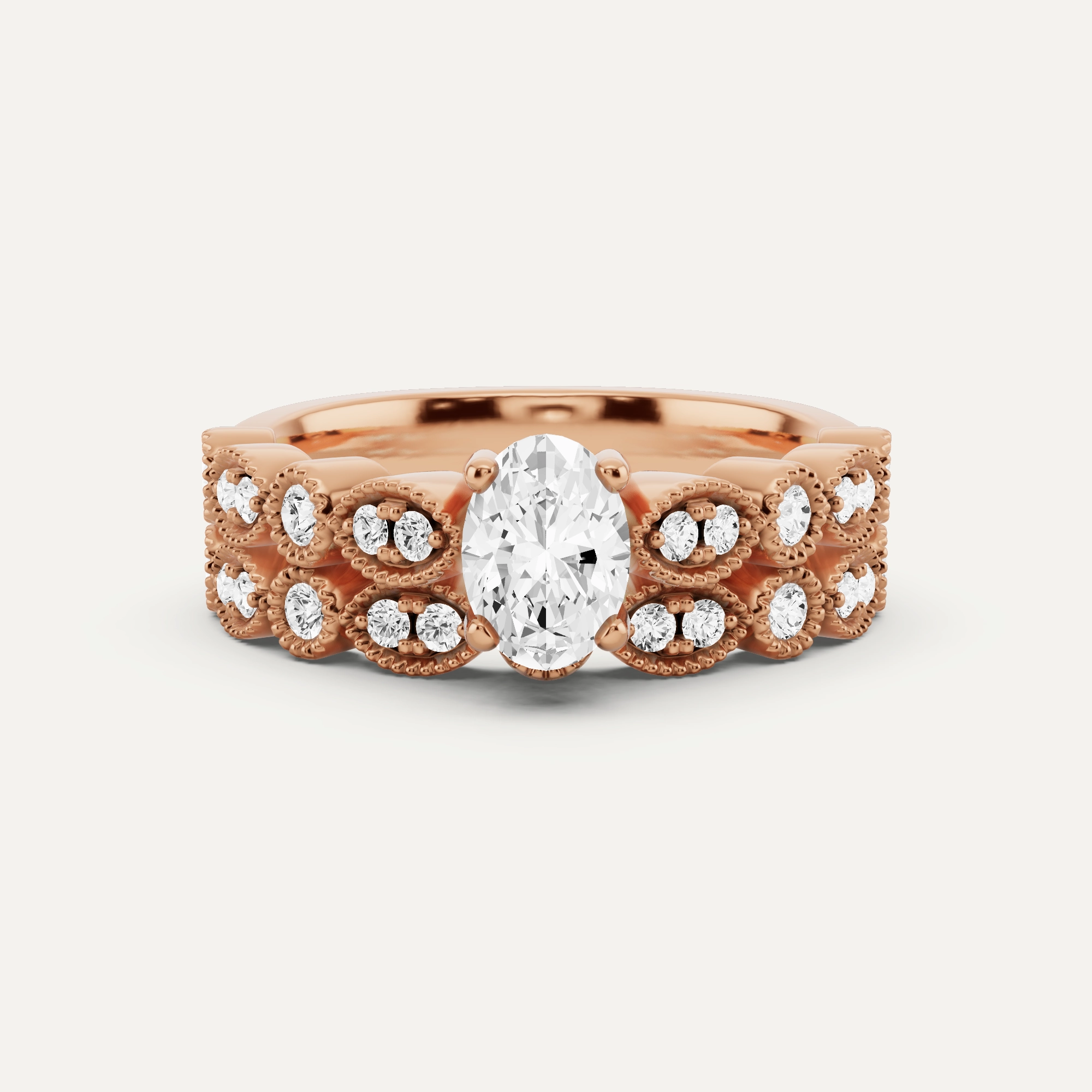 Weekend Sparkle 7/8 ctw Oval Diamond Marquise Shape Side Stone Bridal Set