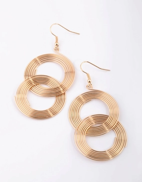 Beautiful Accessory Gold Linked Coil Drop Earrings