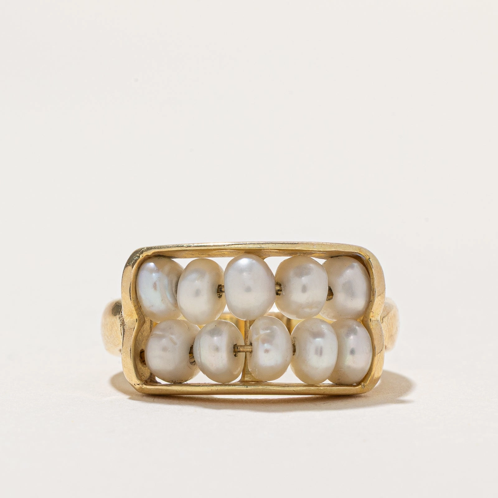 Double Row Button Pearl Ring | SZ 5.75 Classic Gift