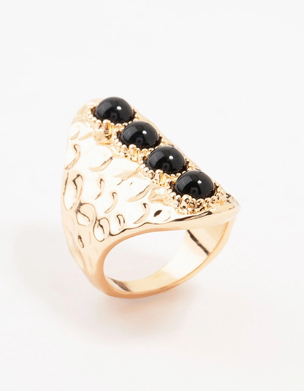 Exquisite Art Black & Gold Molten Linear Ring