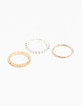 Ready For Gifting Mixed Metal Chain Ring Stack