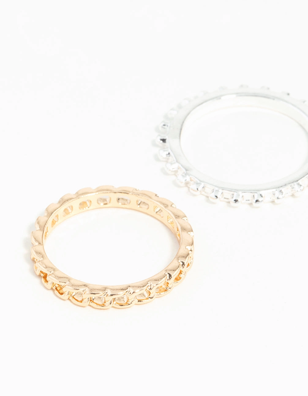 Mixed Metal Chain Ring Stack Luxury Trinket