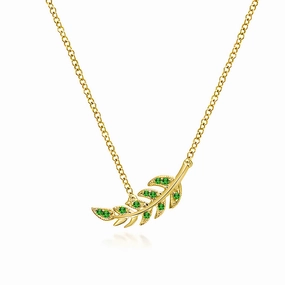 Couture Botanical Foliage Lab Grown Emerald Necklace Artisan Piece Memento Adornment