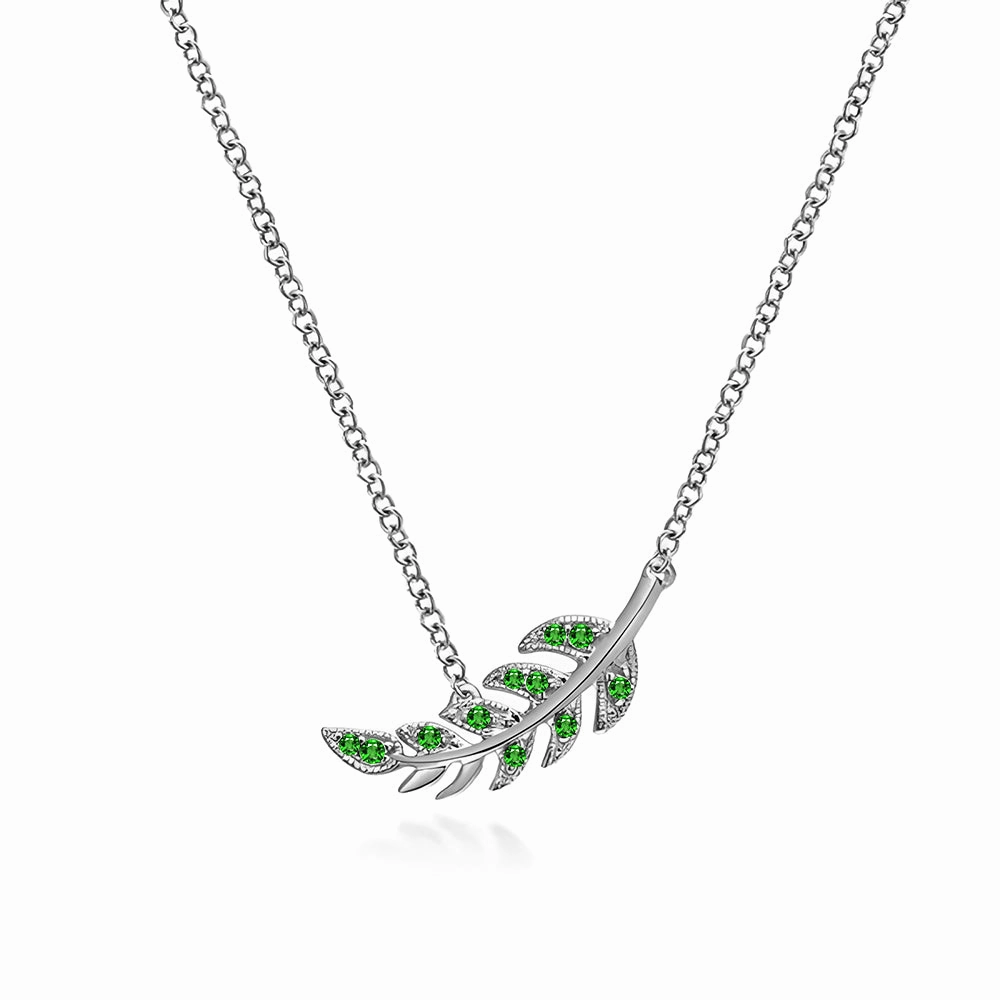 Couture Botanical Foliage Lab Grown Emerald Necklace Elegant feature Active Wear