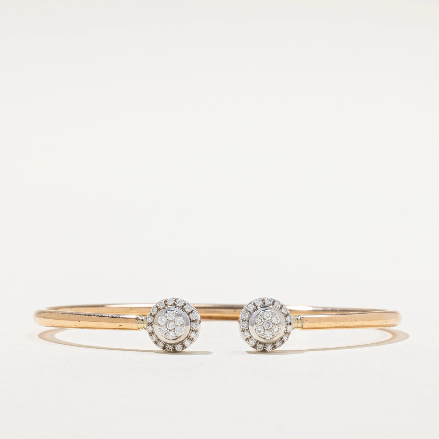 Curved Contour Gift Look Diamond Halo Open Bangle | 0.42ctw | 7"