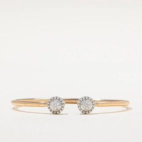 Curved Contour Gift Look Diamond Halo Open Bangle | 0.42ctw | 7"