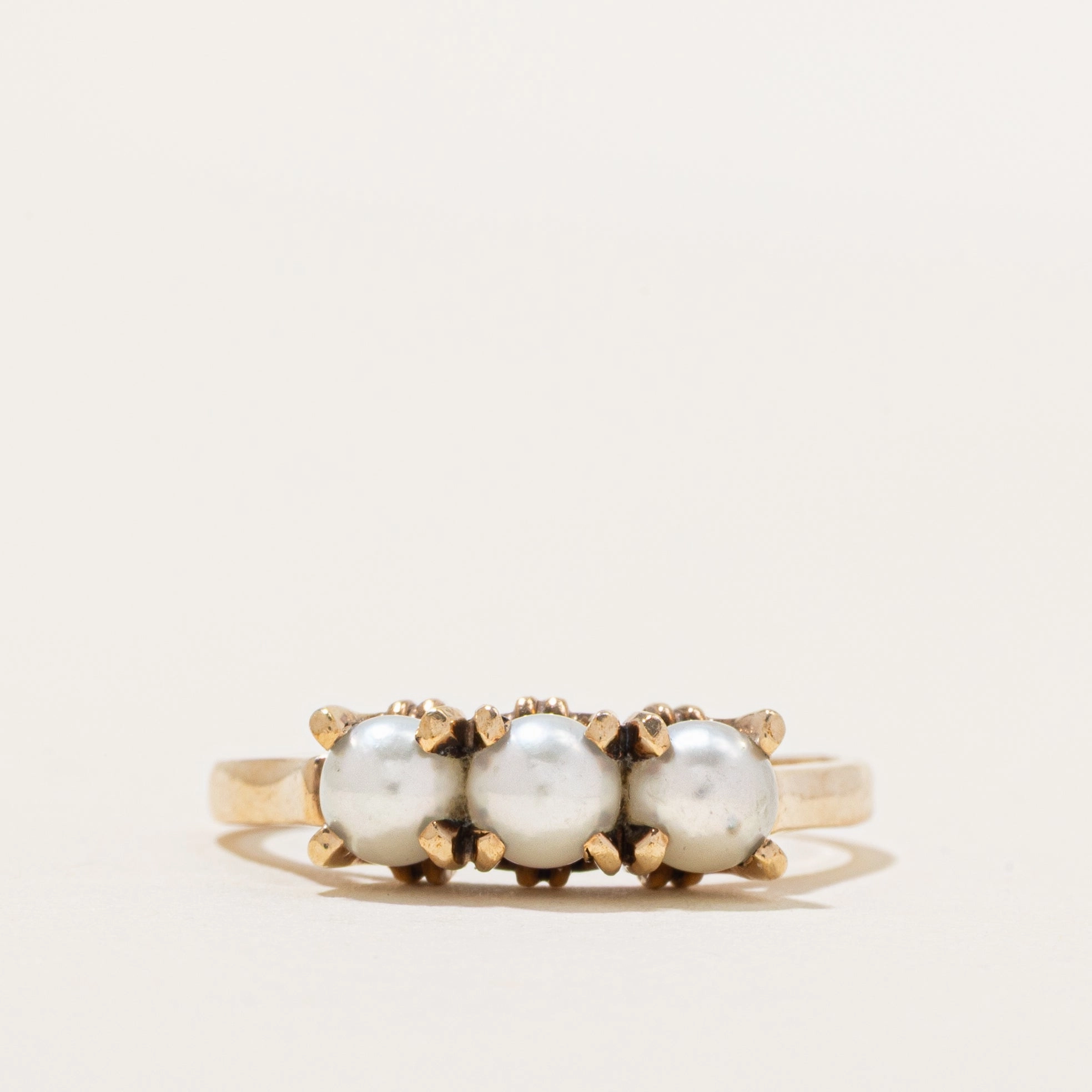 Three Stone Pearl Ring | SZ 8.75 | Boho Charm