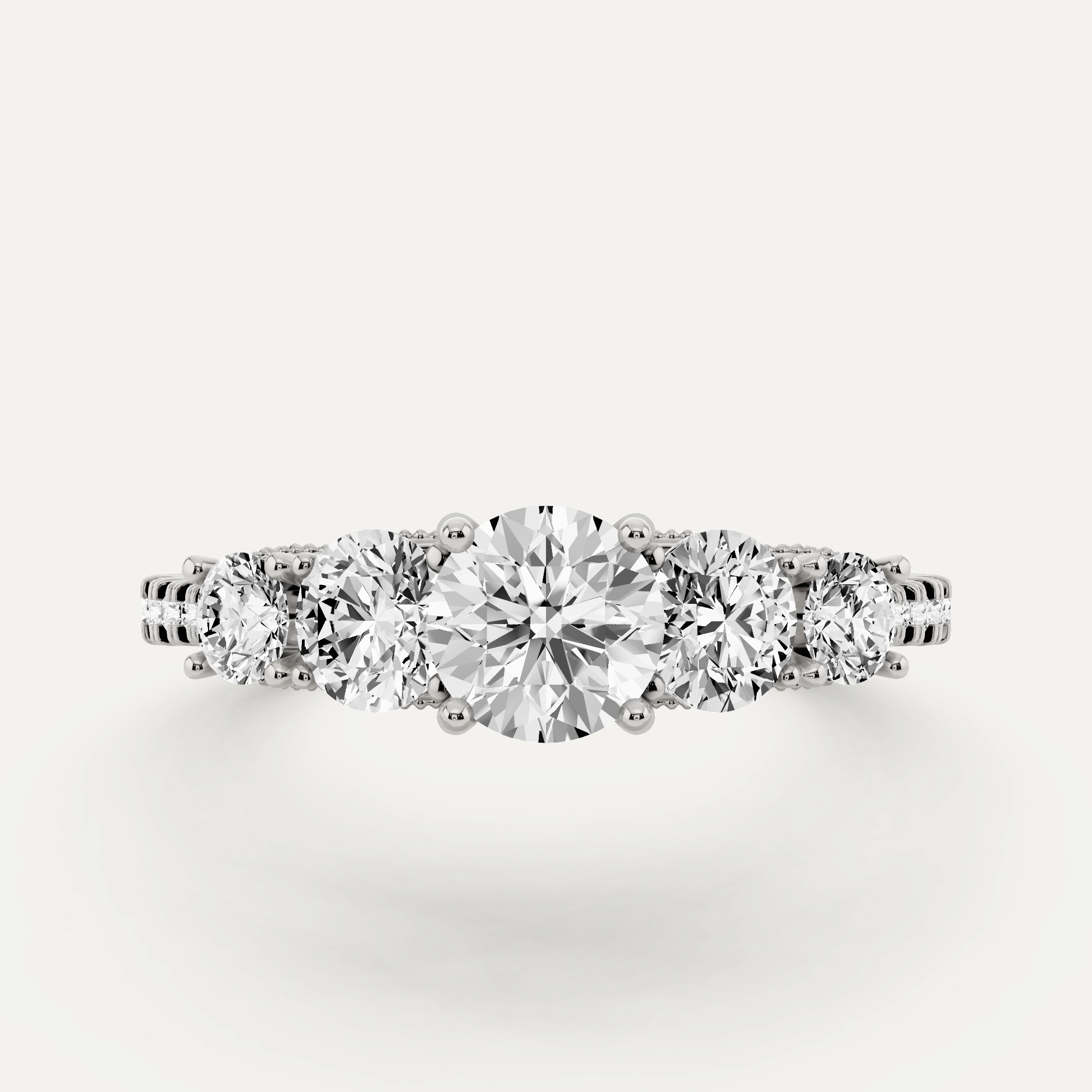 1 1/3 ctw Round Diamond Five-Stone Engagement Ring Distinctive Layer