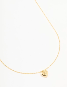 Boho Present Gold Plated Cubic Zirconia Heart Pendant Necklace