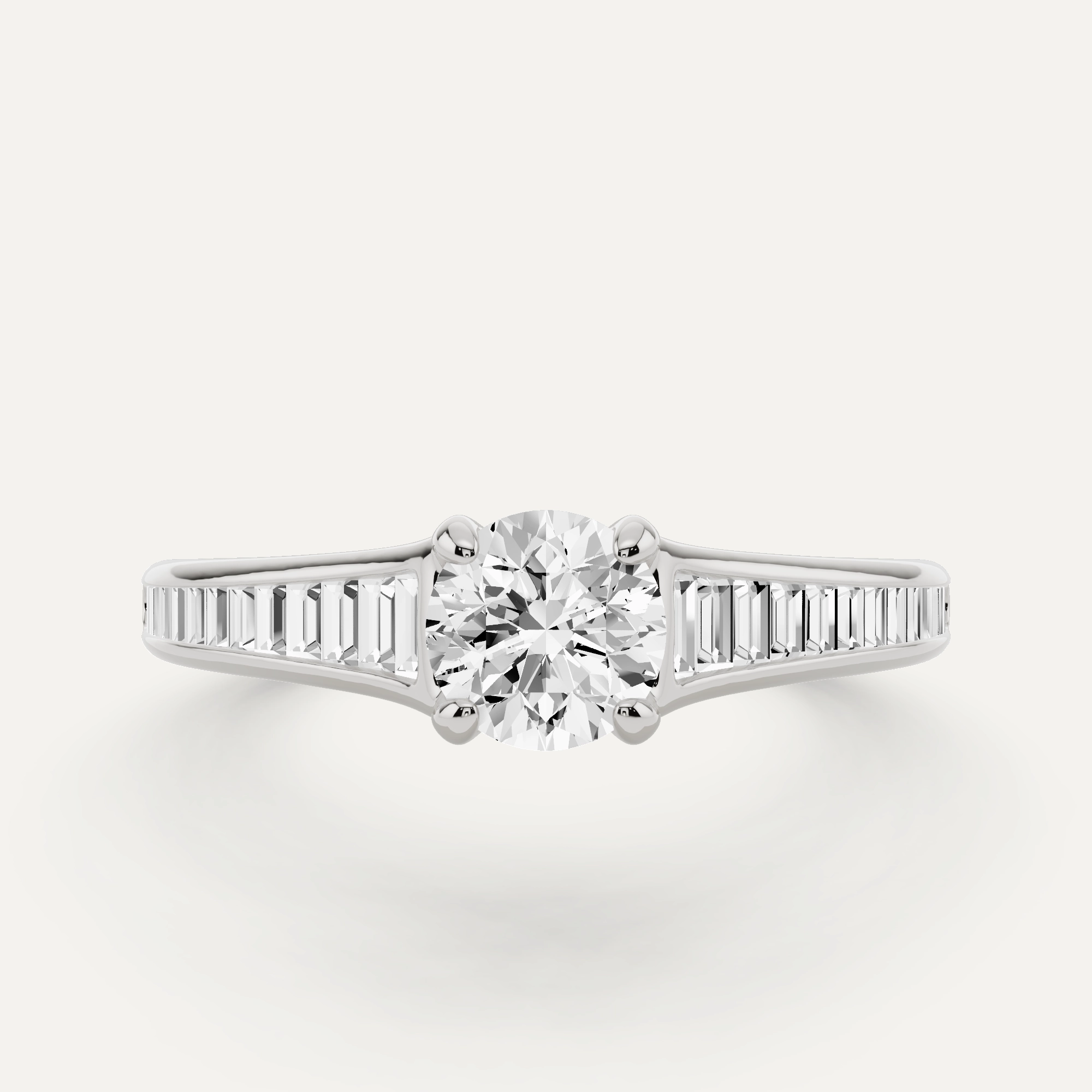 3/4 ctw Round Diamond Baguette Side Stone Engagement Ring Casual Elegance Gala Look