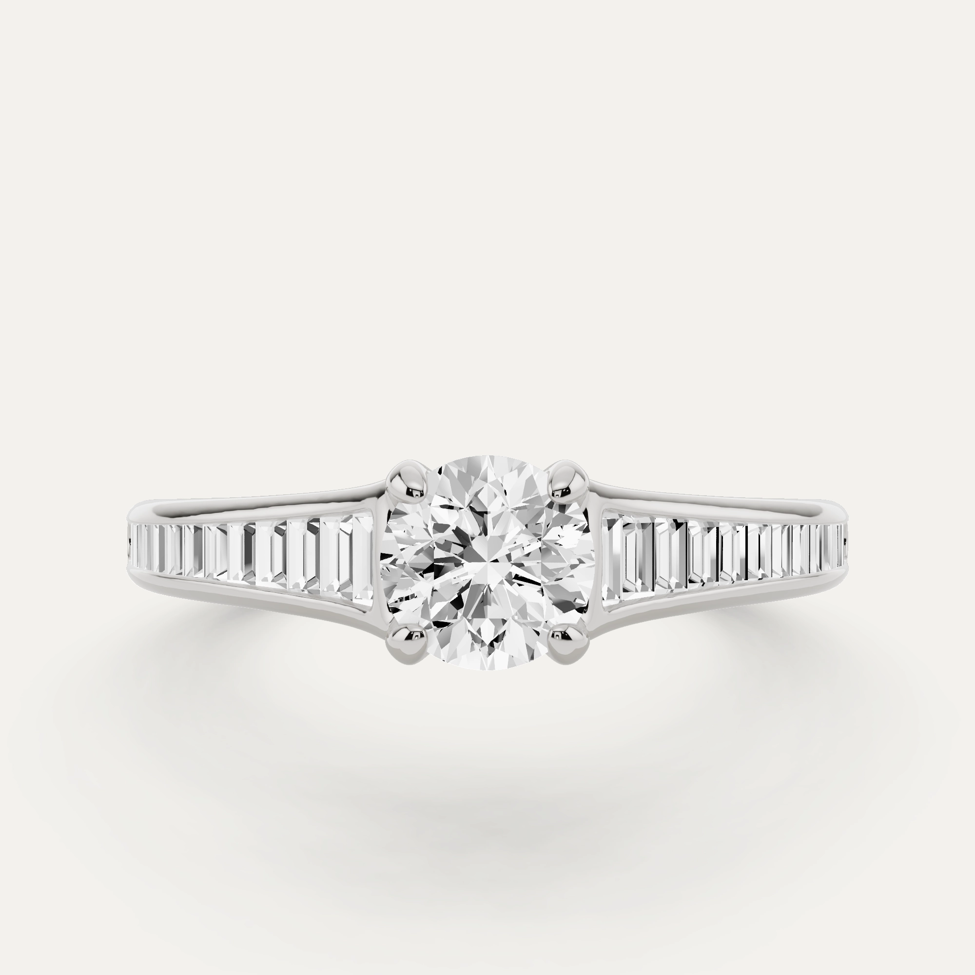 Tailored Mood 3/4 ctw Round Diamond Baguette Side Stone Engagement Ring