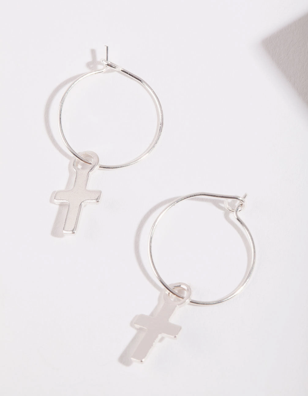 Silver Cross Hoop Earrings Big Item
