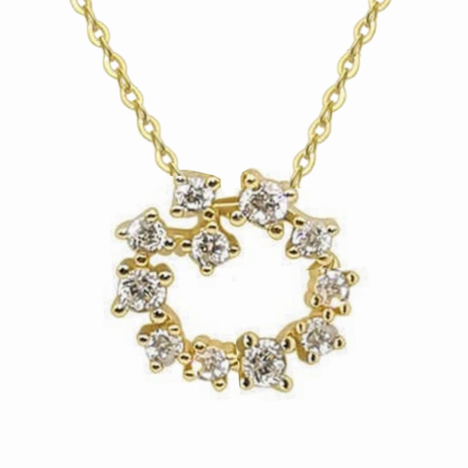 Sterling Silver Small Sprinkled "Diamond" Circle Pendant Necklace Work Environment Piece