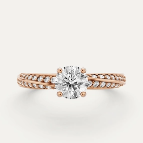 Instant Edge Finest Highlight 3/4 ctw Round Diamond Spiral Twist Side Stone Engagement Ring