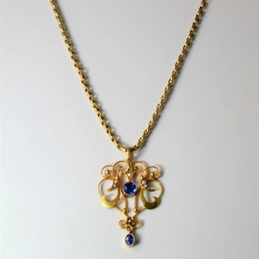 Vintage Filigree Design Multi Gemstone Necklace | 0.65ctw | 16"| Artisan Craft