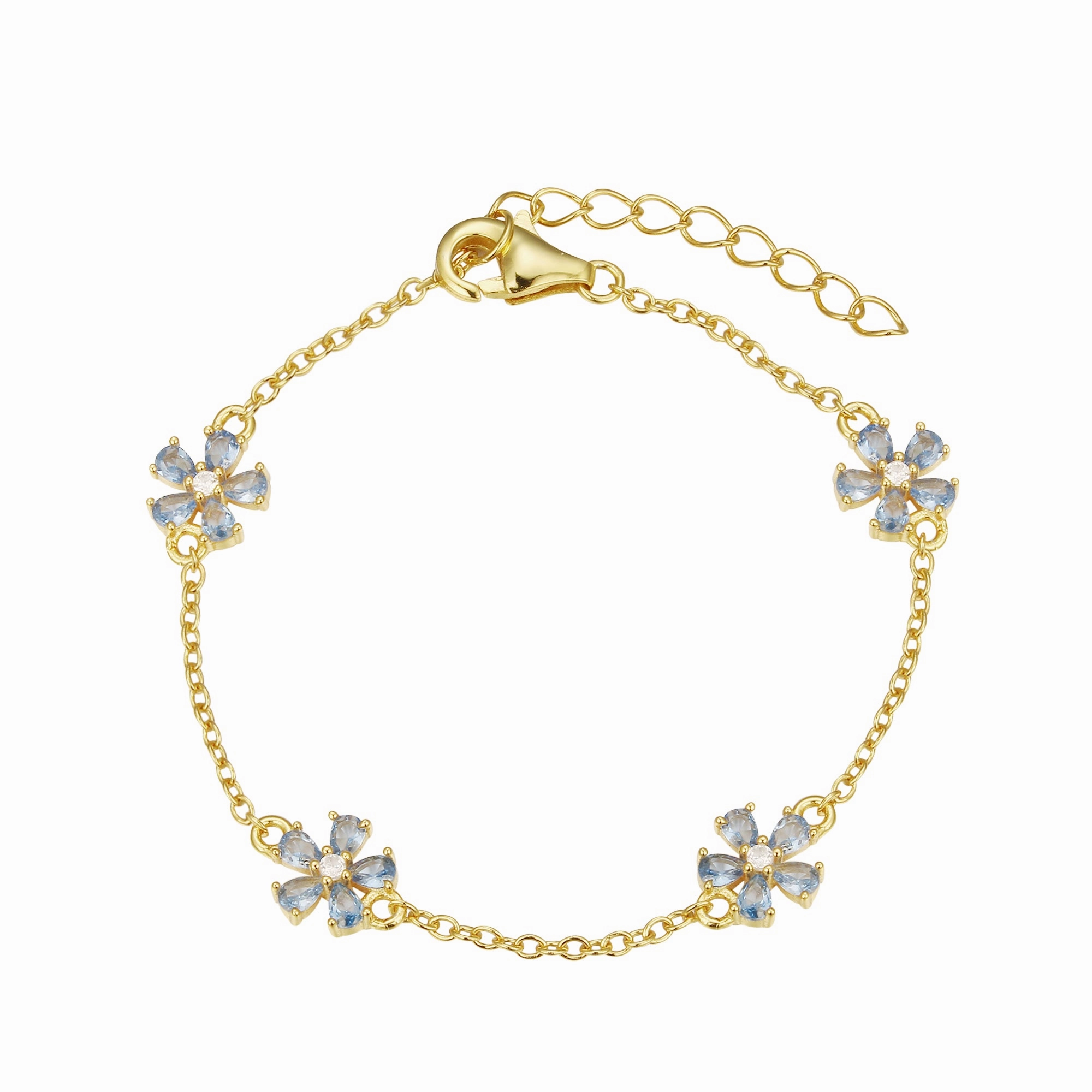 Sterling Silver Gold Plated CZ Flower Station Bracelet Collective Creativity