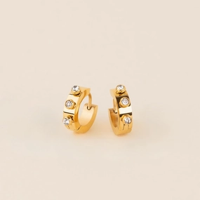 Birthday gift Shine Piece Crystal Chunky 3D Huggie Hoop Earrings