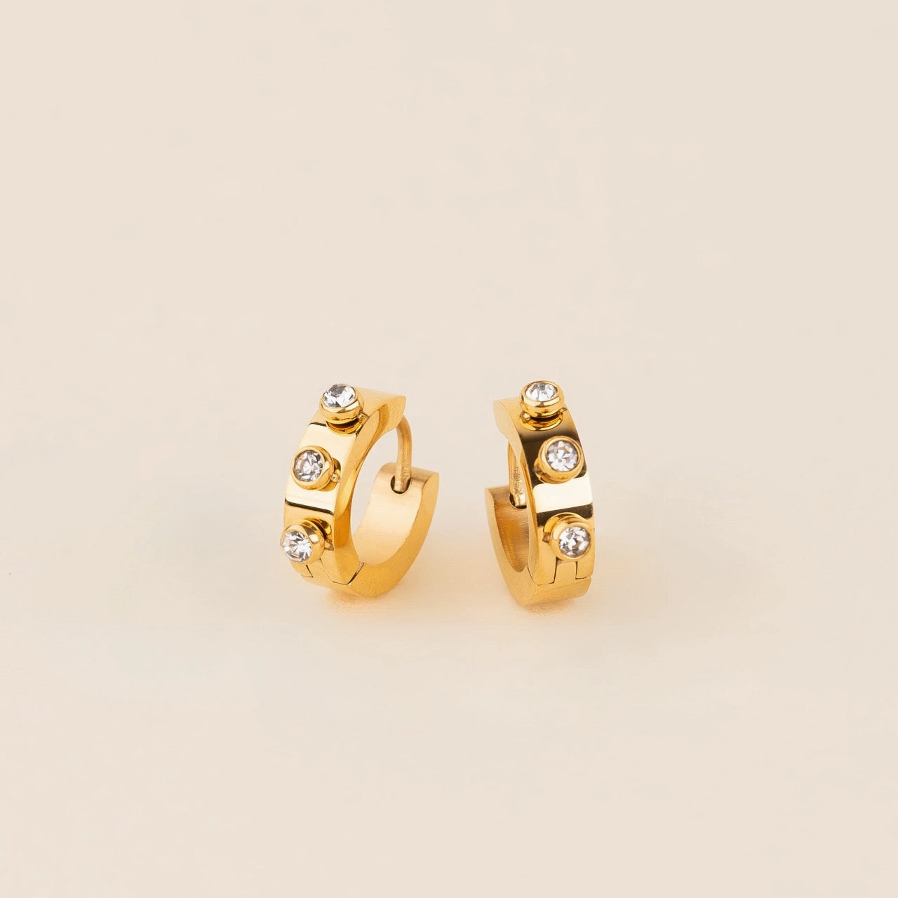 Birthday gift Shine Piece Crystal Chunky 3D Huggie Hoop Earrings