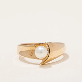 Delicate Flash Sparkling Touch Cultured Pearl Cocktail Ring | 0.88 ct Pearl | SZ 6.5 |