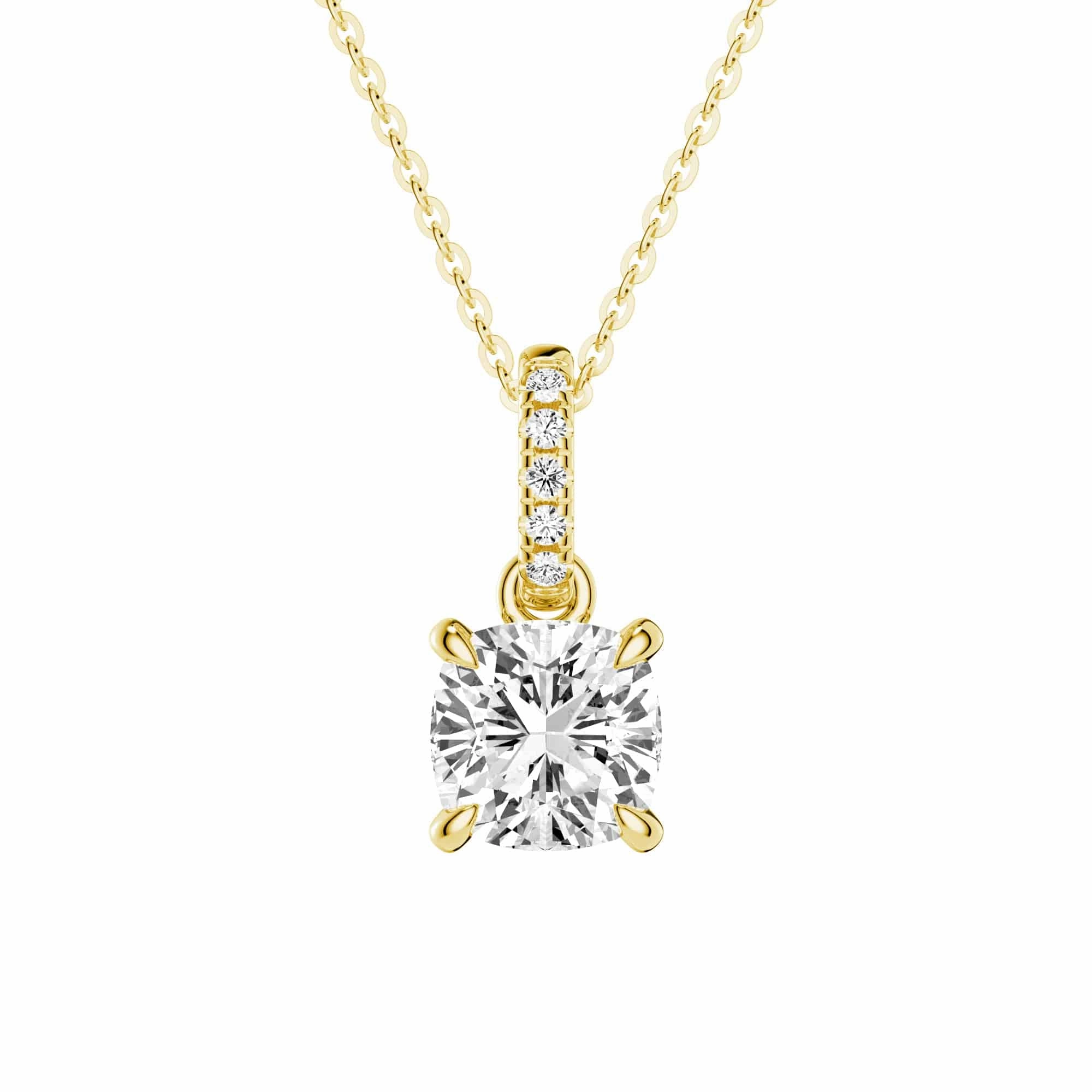 Value Item Minimalist Design Cushion Cut Moissanite Hidden Halo with Moissanite Bail Fashion Pendant Necklace
