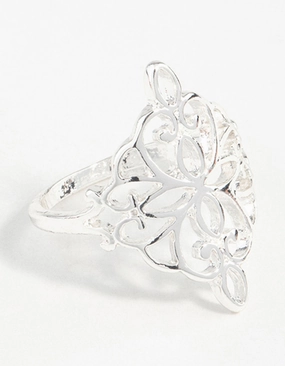 Gift Guide Outdoor Look Silver Metal Filigree Ring