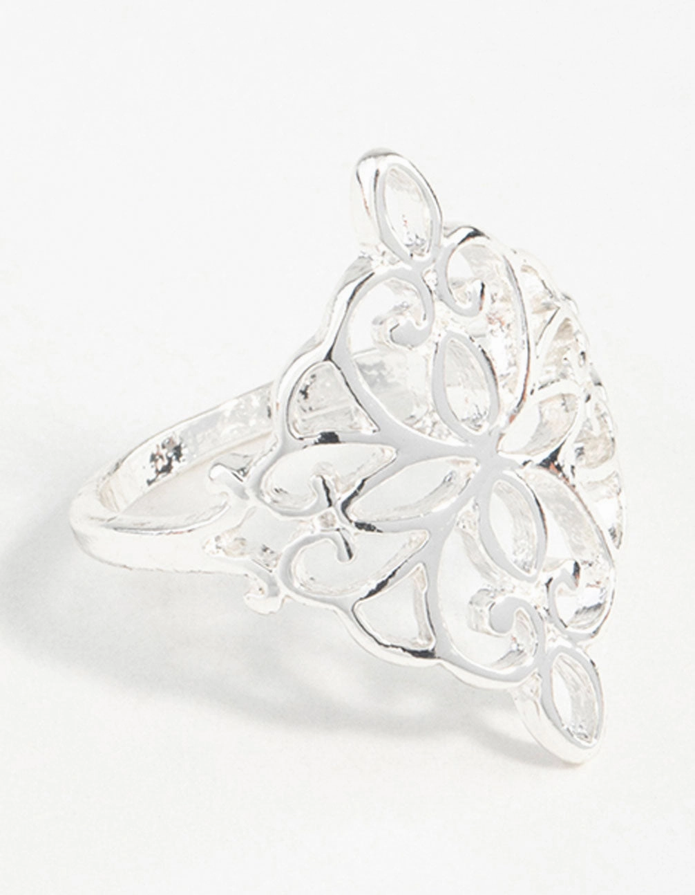 Gift Guide Outdoor Look Silver Metal Filigree Ring