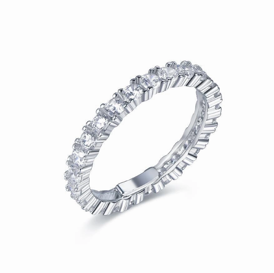 Personal Statement Ensemble Piece Sterling Silver 4 Prong Basket Eternity Band CZ Ring