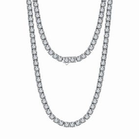 Sophisticated Present Rhodium Plated Sterling CZ Tennis Necklace