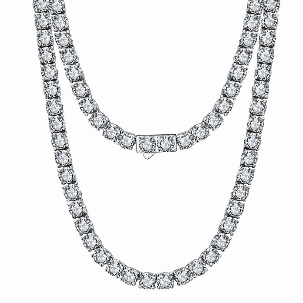 Rhodium Plated Sterling CZ Tennis Necklace Popular Piece