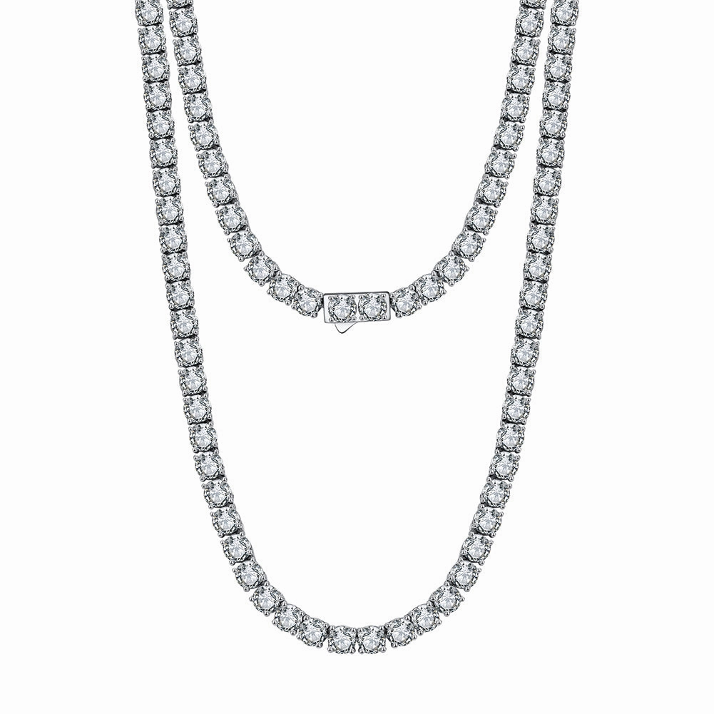 Rhodium Plated Sterling CZ Tennis Necklace Casual Day Accessory