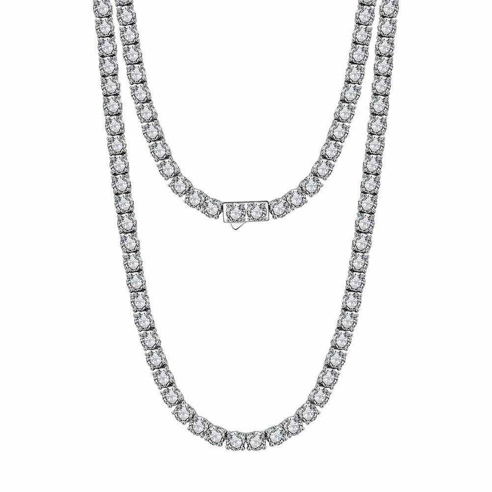 Evening Out Distinct Accent Rhodium Plated Sterling CZ Tennis Necklace
