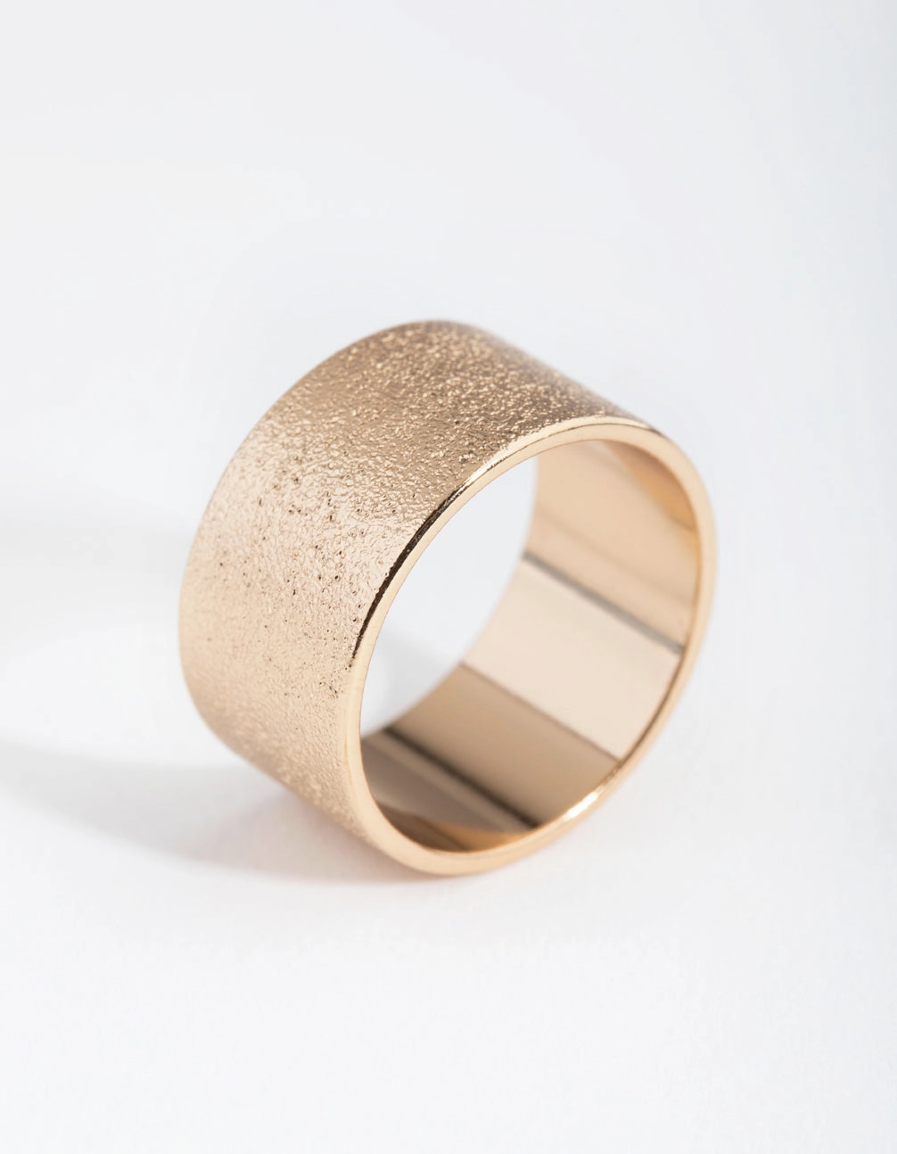 Gold Textured Wide Band Ring Lightweight Look Statement Vibe