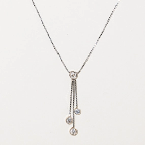 Evening Shine Celebration Style Bezel Set Diamond Drop Pendant Necklace | 1.08ctw | 16" |