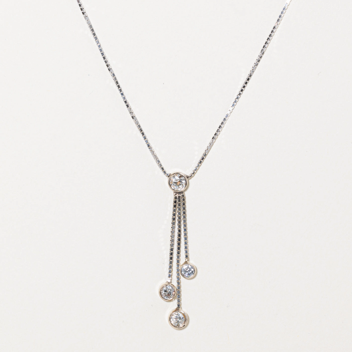 Evening Shine Celebration Style Bezel Set Diamond Drop Pendant Necklace | 1.08ctw | 16" |