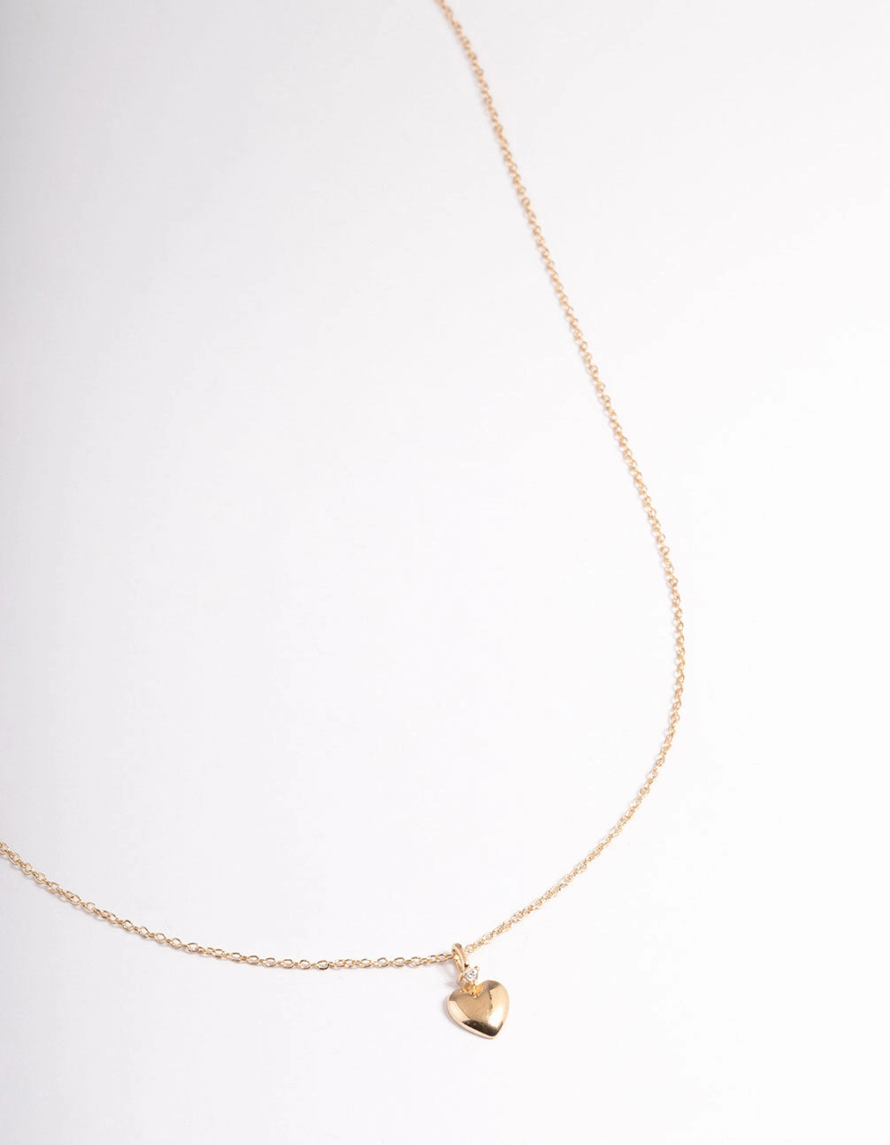 Gold Sterling Plated Puff Heart Pendant Necklace Cool Look