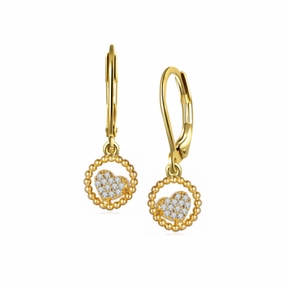 Rectangular Piece Glittering Aesthetic Surgical Steel CZ Circled Angled Heart Shape Earrings