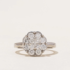 White Gold Diamond Cluster Ring | 0.80ctw | SZ 4.5 Unique Piece Allure Form