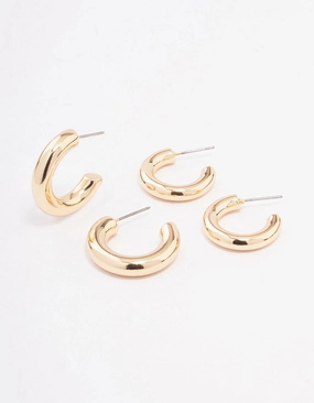 Attractive Feature exquisite design Gold Chubby Hoop Earring Pack