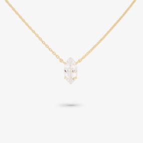 Modern Pair Everyday Spark Amare Wear April Marquise Birthstone Necklace White Topaz