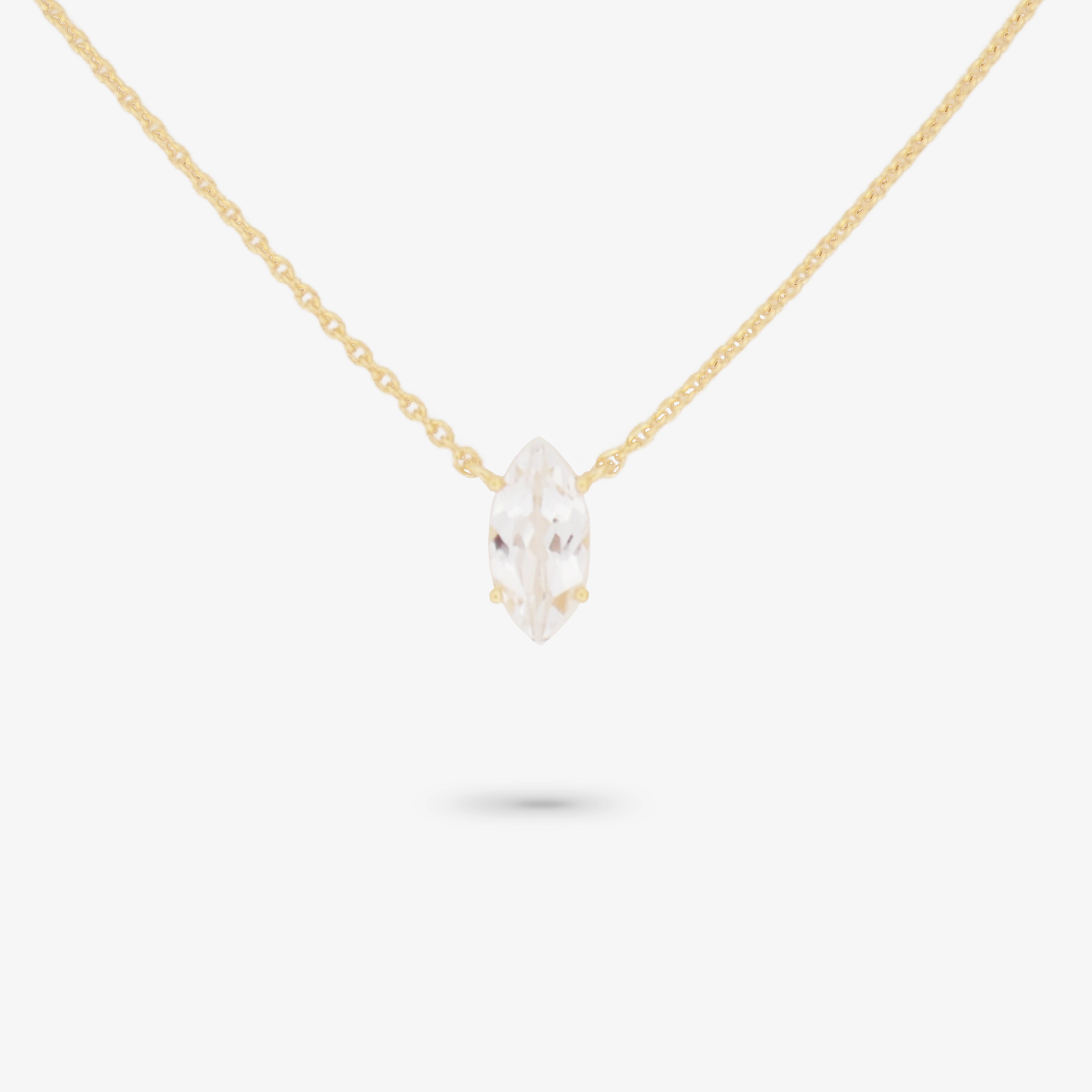 Modern Pair Everyday Spark Amare Wear April Marquise Birthstone Necklace White Topaz