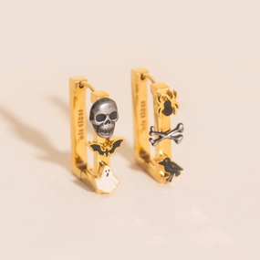Refined Texture Halloween Rectangle 3D Huggie Hoop Earrings