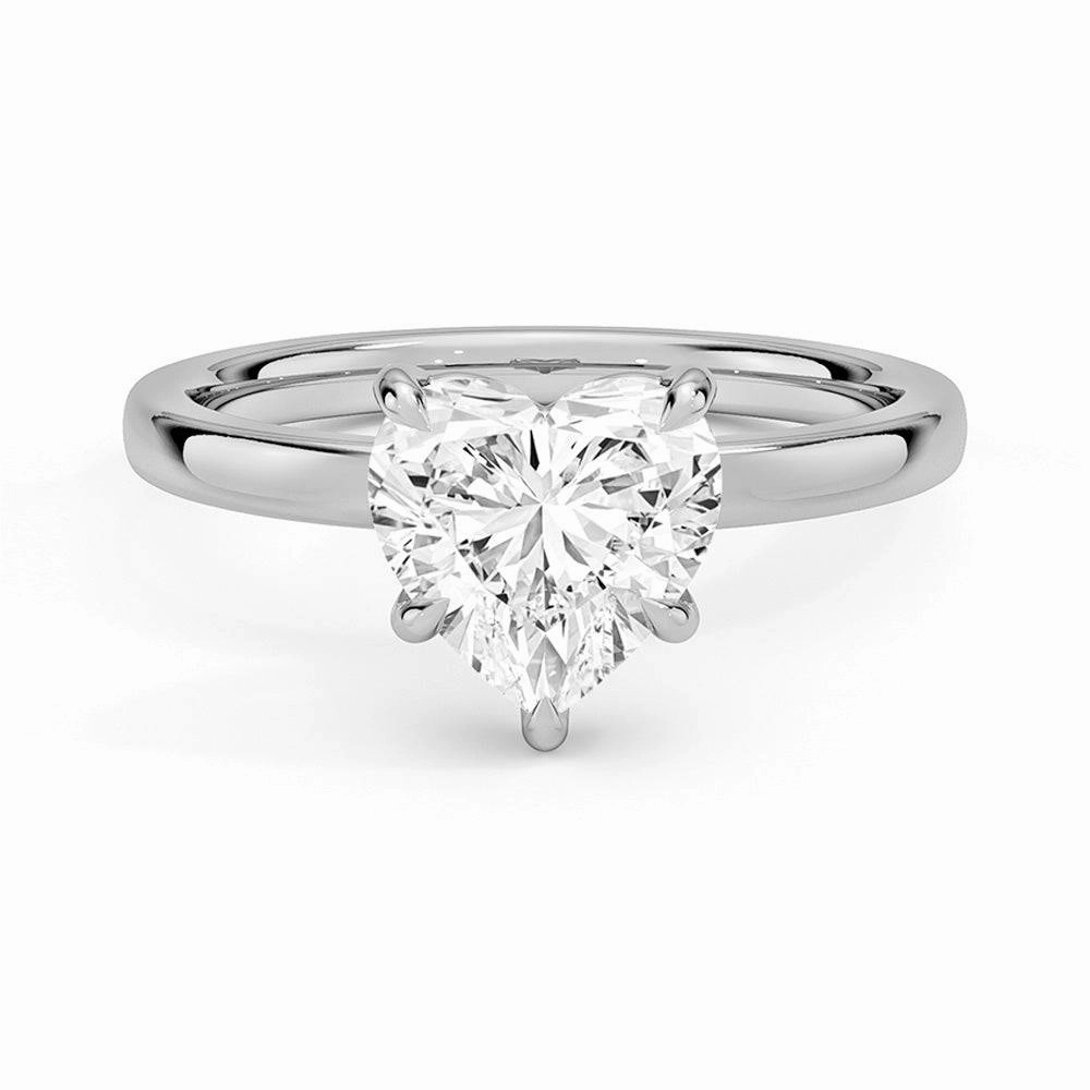 Classic Solitaire Heart Shaped Moissanite Engagement Ring Family Celebration Corrosion resistant