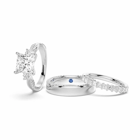 Faith Jewelry Twist Princess Cut Moissanite Couple's Ring Set with Men's Wedding Band