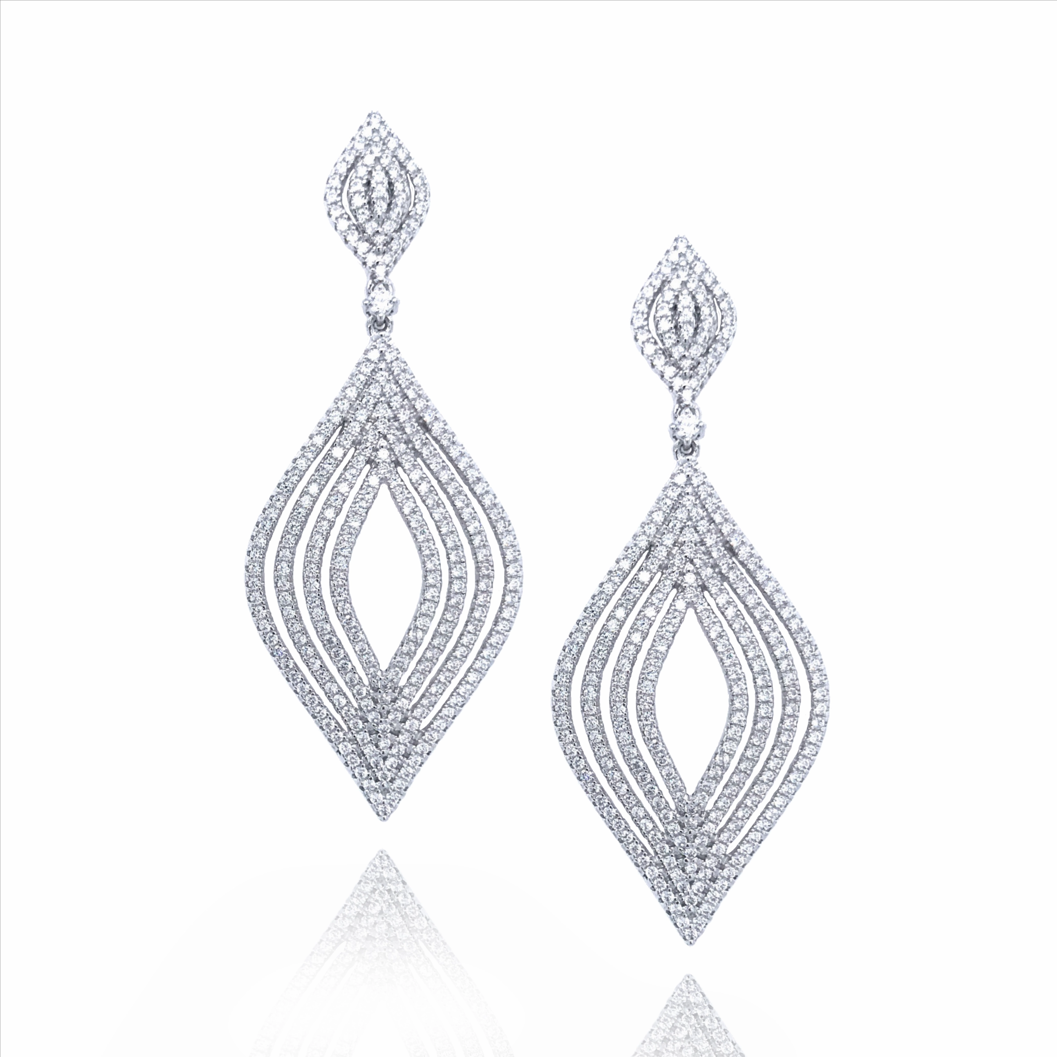 refined design Sterling Silver Marquis Micropave Earrings