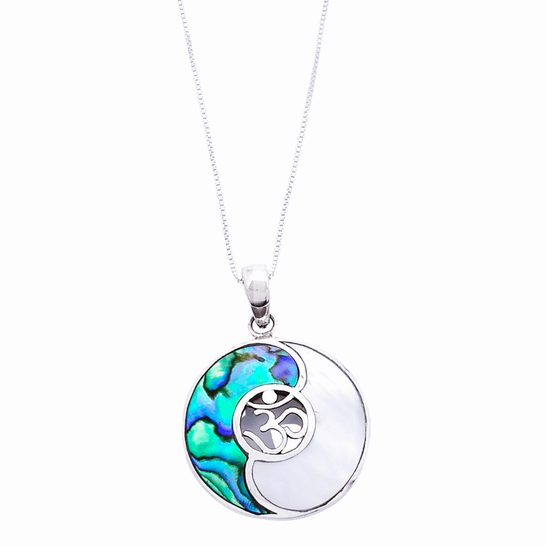 Exclusive Gift Sterling Silver Yin Yang Pendant with Abalone or Onyx