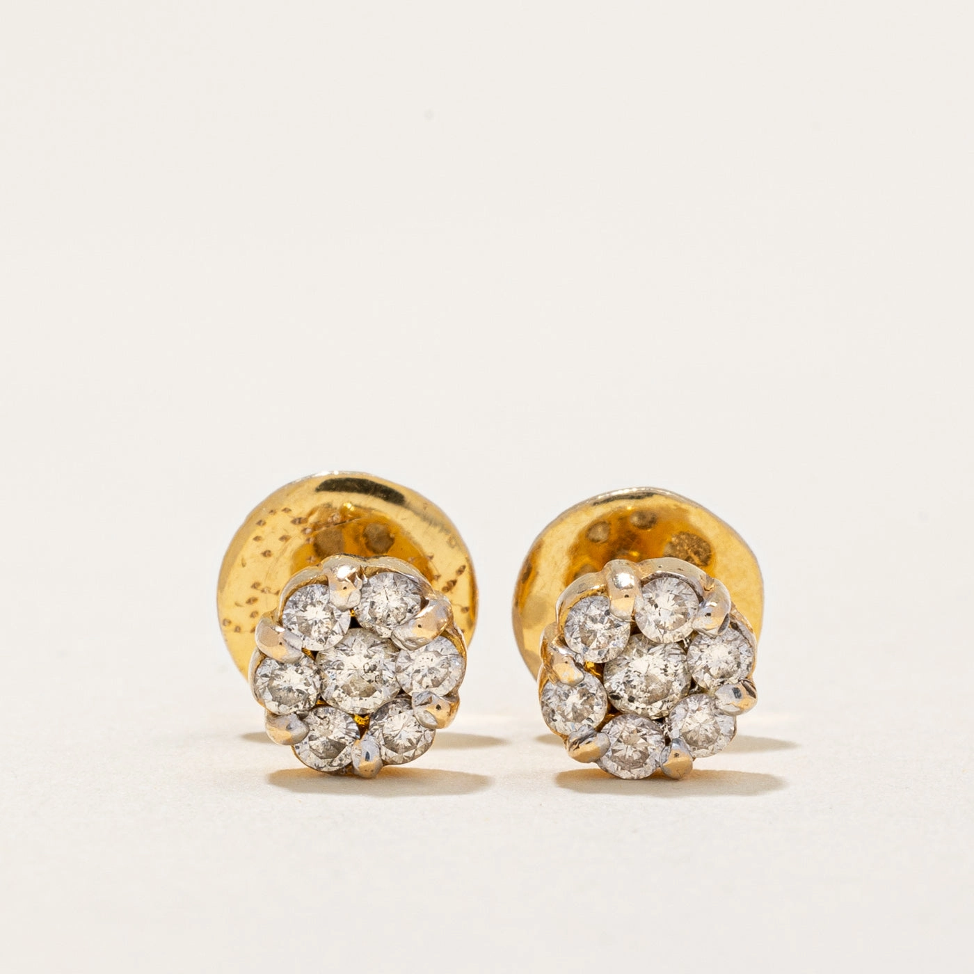 Diamond Cluster Screw Back Earrings | 0.50ctw | Dainty Touch
