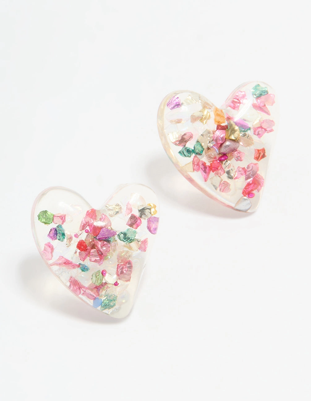 Festive Accessory Minimalist Detail Acrylic Glitter Bubble Heart Stud Earrings